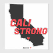 Sticker CALI STRONG Red Blk CA Solid Heart (Feuille)