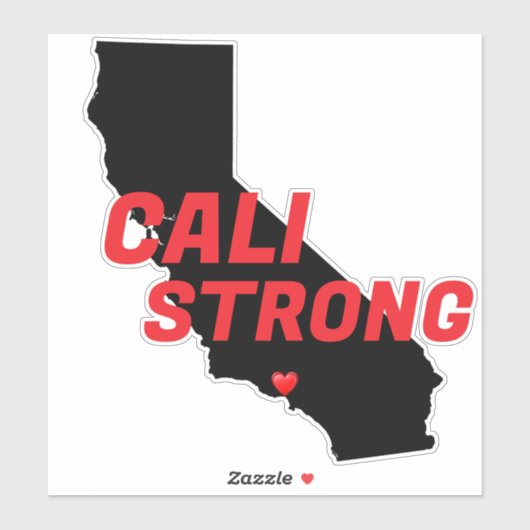 Sticker CALI STRONG Red Blk CA Solid Heart (Feuille)