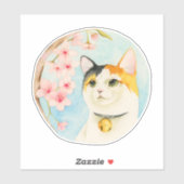 Sticker Calico Cat Sakura Cerise Blossom (Feuille)