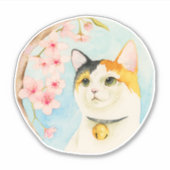 Sticker Calico Cat Sakura Cerise Blossom (Devant)