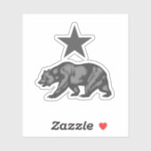 Sticker California Bear and Star - Noir et blanc (Feuille)