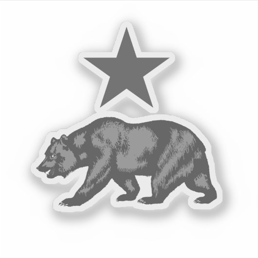 Sticker California Bear and Star - Noir et blanc (Devant)