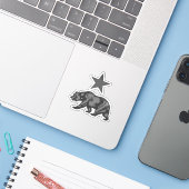 Sticker California Bear and Star - Noir et blanc (Ordinateur portable avec iPhone)