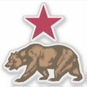 Sticker California Bear Republic Grizzly et Star (Devant)