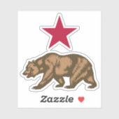 Sticker California Bear Republic Grizzly et Star (Feuille)