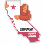 Sticker California Bigfoot Country State Map (Devant)