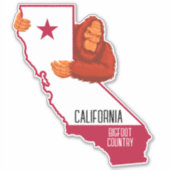 Sticker California State Bigfoot Country Funny (Devant)
