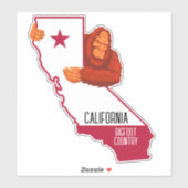Sticker California State Bigfoot Country Funny (Feuille)
