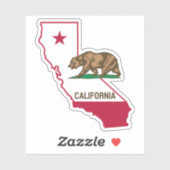 Sticker Californie Grizzly Bear et Star (Feuille)
