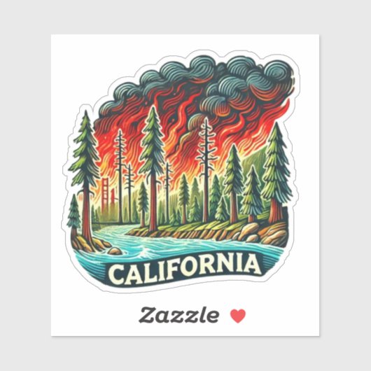 Sticker CALIFORNIE Porte - clé D'INCENDIE (Feuille)