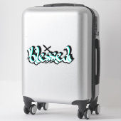 Sticker Calligraphie à la main bienheureuse Décale croisée (Sur valise)