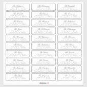 Sticker Calligraphie classique gris foncé Adresse Invité (Feuille)