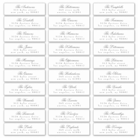 Sticker Calligraphie classique gris foncé Adresse Invité (Devant)