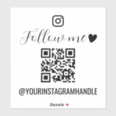 Sticker Calligraphie & Cœur Suivez-moi Code QR des médias (Feuille)