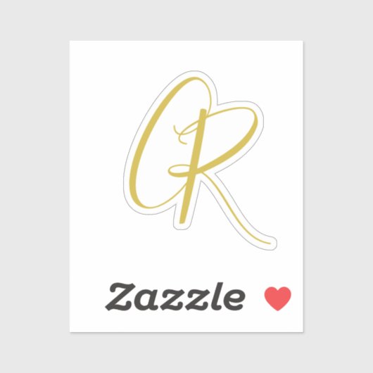 Sticker Calligraphie couleur or monogramme moderne minimal (Feuille)
