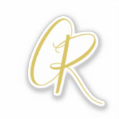 Sticker Calligraphie couleur or monogramme moderne minimal (Recto)