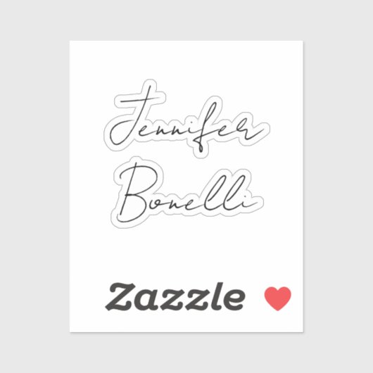 Sticker Calligraphie Elégant Noir Blanc Plaine Nom simple (Feuille)