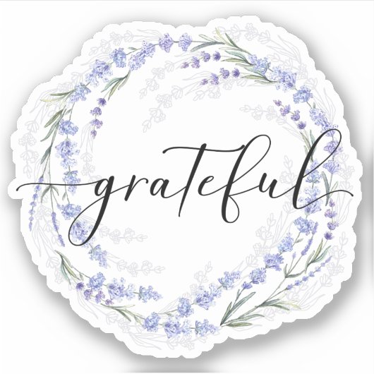 Sticker Calligraphie Grateful Lavender Wreath (Devant)