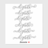 Sticker Calligraphie manuscrite unique Nom Script Moderne (Feuille)