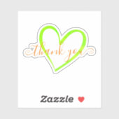 Sticker Calligraphie Merci Nom Cœur Ombré Orange (Feuille)