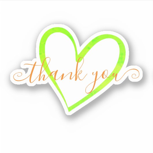 Sticker Calligraphie Merci Nom Cœur Ombré Orange (Devant)