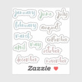 Sticker Calligraphy Script Neutral Months of the Year (Feuille)
