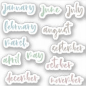 Sticker Calligraphy Script Neutral Months of the Year (Devant)