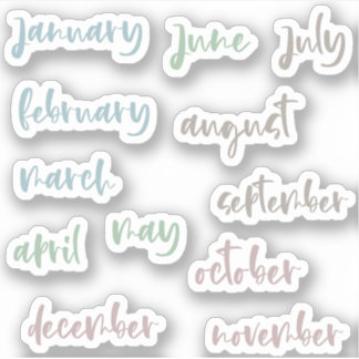 Sticker Calligraphy Script Neutral Months of the Year