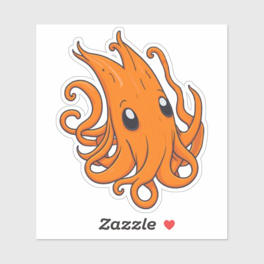 Sticker Calmar orange adorable (Feuille)