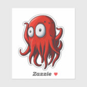 Sticker Calmar rouge surpris (Feuille)