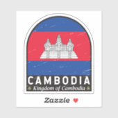 Sticker Cambodge - Emblème Distorsion Vintage (Feuille)