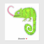 Sticker Caméléon vert mignon (Feuille)