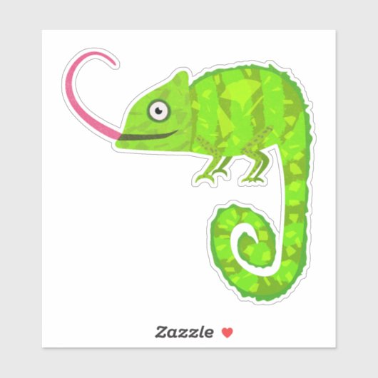 Sticker Caméléon vert mignon (Feuille)