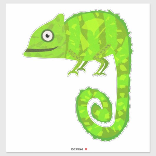 Sticker Caméléon vert mignon (Feuille)