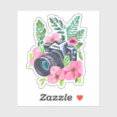 Sticker Caméra vintage, feuillage vert (Feuille)