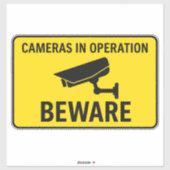 Sticker Cameras in Operation Beware Security Sign (Feuille)