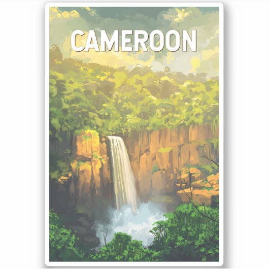 Sticker Cameroun Illustration Voyage Art Vintage (Devant)