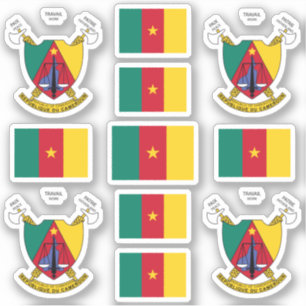 Sticker Cameroun - symboles nationaux /Armoiries et drapea