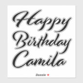 Sticker Camila Nom Prénom Anniversaire de la Broderie noir (Feuille)