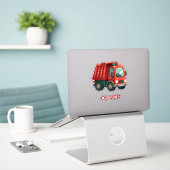 Sticker Camion à benne rouge mignon (Ordinateur portable sur le bureau)