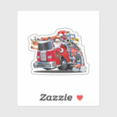 Sticker Camion de feu de Noël de dessin animé (Feuille)
