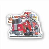 Sticker Camion de feu de Noël de dessin animé (Devant)