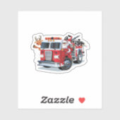 Sticker Camion de feu de Noël de dessin animé (Feuille)