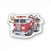 Sticker Camion de feu de Noël de dessin animé (Devant)