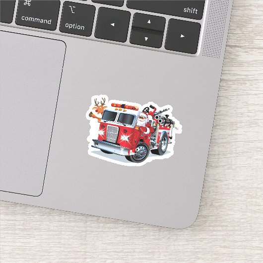 Sticker Camion de feu de Noël de dessin animé (Détail)
