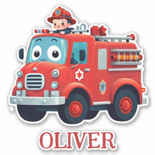 Sticker Camion feu mûre et pompier (Devant)