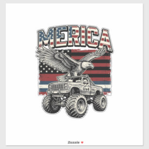 Sticker Camion Monstre Aigle Américain Vintage Patriotique