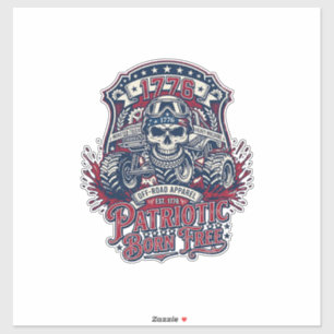 Sticker Camion Monstre Crâne Tout-Terrain Patriotique 1776