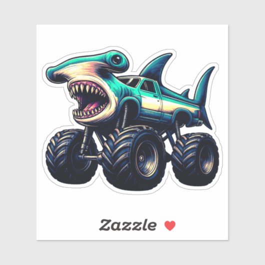 Sticker Camion Monstre Requin Marteau  (Feuille)
