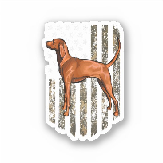Sticker Camo American Drapeau Redbone Coonhound 4 juillet (Devant)
